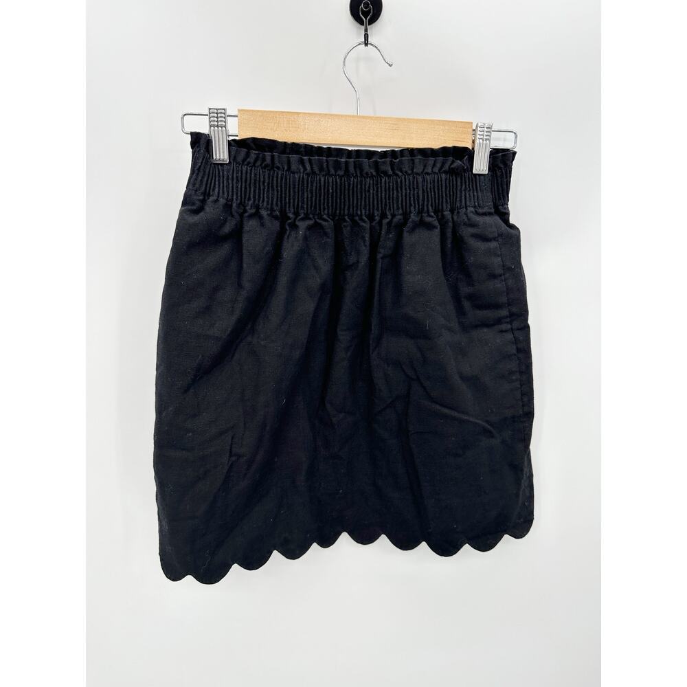 J by‎ J Crew Scalloped Sidewalk Black Elastic Waist Mini Skirt Women's Size 2